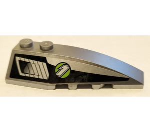 LEGO Metallic Silver Wedge 2 x 6 Double Right with Air Vent and '1' Sticker (41747)
