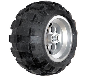 LEGO Metallic Silver Wheel 49.6 x 28 VR with Type III Axlehole with Tyre 56 x 30 R Balloon