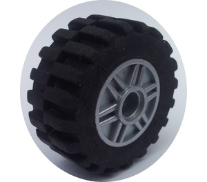 LEGO Silbermetallic Wheel Rim Ø18 x 14 with Pin Hole with Tire 30.4 x 14 with Offset Tread Pattern and No band