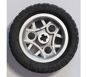 LEGO Metallic Silver Wheel Rim Ø30 x 20 with 3 Pin Holes with Tire, Low Profile, Wide Ø43.2 X 22 ZR