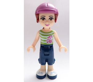 LEGO Mia, Dark Blu Cropped Pantaloni, Lime e Bianco Striped Superiore, Casco Minifigure