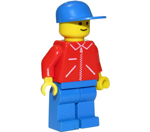 LEGO Milk Float Driver in red Zipper jacket with blue Cap Minifigure