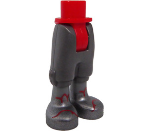 LEGO Minidoll Hip with Cropped Trousers with Silver Shoes and Red Trim (Thick Hinge) (18353)