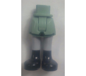 LEGO Minidoll Hip with Curved Skirt with Medium Stone Gray Legs and Black Boots (Thick Hinge) (35614)