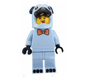 LEGO Minifigur Bright Lys Blå med Hund Hjelm og Striper Tie Bue Minifigur