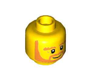 LEGO Minifig, Head Beard Orange, Bushy Eyebrows, White Pupils, Wrinkles and Smile Pattern - Stud Recessed (Recessed Solid Stud) (3626 / 24267)