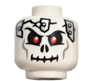 LEGO Minifig, Head Skull Cracked with Metal Plates on Front and Back Pattern - Stud Recessed (Recessed Solid Stud) (3626)