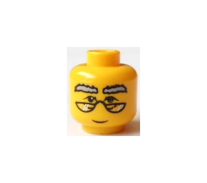 LEGO Minifig Head with Half-Moon Glasses and Grey Eyebrows (Safety Stud) (3626 / 50897)