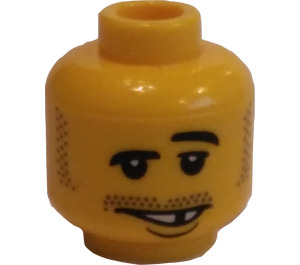 LEGO Minifig Head with Stubble and Gap Tooth (Safety Stud) (3626)