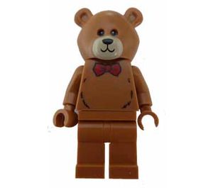 LEGO Minifig Medium Dark Flesh avec Bear Casque et rouge Bow Tie