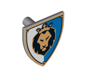 LEGO Minifig Shield Triangular with Lion Head on White and Blue Background (3846 / 14464)