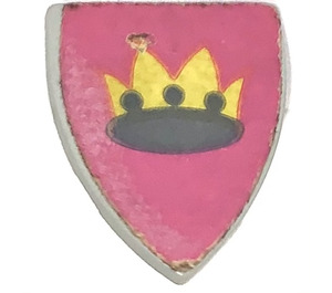 LEGO Minifig Shield Triangular with Yellow and Black Crown On Pink or Dark Purple Background (Depending on Issue) Sticker (3846)