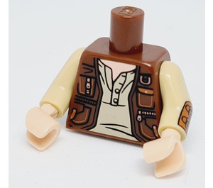 LEGO Minifig Torso Vest with 4 Pockets with Golden Zippers over Tan Shirt (Owen Grady) (973)