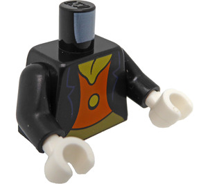 LEGO Minifig Torso with Black Jacket, Orange Waistcoat with Yellow Button (973 / 76382)