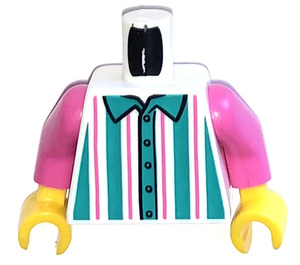 LEGO Minifig Torso with Dark Turquoise Stripes and Dark Pink arms (973)