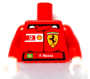 LEGO Minifig Torso with Ferrari Shield and F.Massa Sticker (Front) Vodaphone and Shell Logos Sticker (Back) (973)