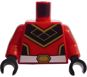 LEGO Minifig Torso with Super Warrior Decoration with red decorated Arms and Black Hands (973)