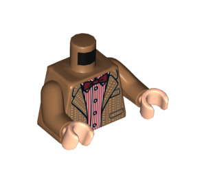 LEGO Minifig Torso mit Tweed Suit Jacket over rot Stripe Shirt (973 / 76382)