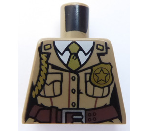 LEGO Minifiguur Torso zonder armen met Kenteken, Braid, Riem, en Olive Tie zonder armen (973)