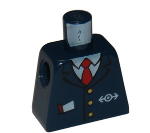 LEGO Minifig Torso without Arms with Jacket, White Shirt, Red Tie, and Transportation Logo (973)