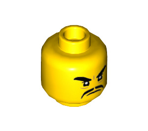 LEGO Minifigure Head - Angry Expression with Thick Black Eyebrows and Mustache (Recessed Solid Stud) (3626 / 34339)