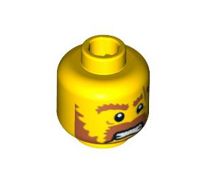 LEGO Minifigure Head Raging with Scar across Left Eyebrow (Safety Stud) (3626 / 94565)