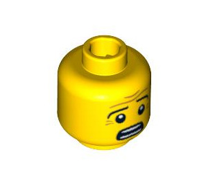 LEGO Minifigure Head Scared with Wrinkles, Raised Left Eyebrow and Open Mouth (Safety Stud) (3626 / 94583)