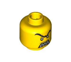 LEGO Minifigure Head with Arched Connected Eyebrows and Triangular Teeth (Safety Stud) (3626 / 63190)