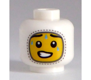 LEGO Minifigur Hoved med Balaclava, Gul Ansigt, Sweat Drops (Forsænket solid knops) (3626)