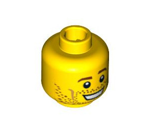 LEGO Minifigure Head with Big Smile and Stubble (Safety Stud) (3626 / 94573)