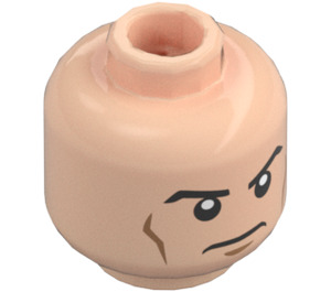 LEGO Minifigure Head with Black Eyebrows, Cheek Lines and Frown (Recessed Solid Stud) (3626 / 76086)