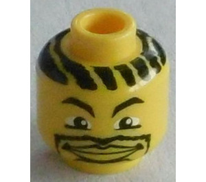 LEGO Minifigure Head with Black Hair and Moustache, Thick Lips (Safety Stud) (3626)
