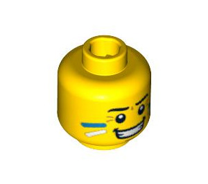 LEGO Minifigur Hoved med Blå og hvid Ansigtsmaling Striber på Cheeks (Sikkerheds knops) (3626 / 93414)