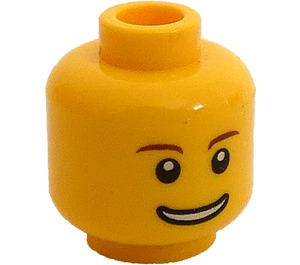 LEGO Minifigure Head with Brown Eyebrows and Open Smile (Recessed Solid Stud) (3626 / 59714)