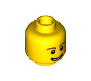 LEGO Minifigure Head with Brown Eyebrows and Open Smile (Safety Stud) (3626 / 59714)