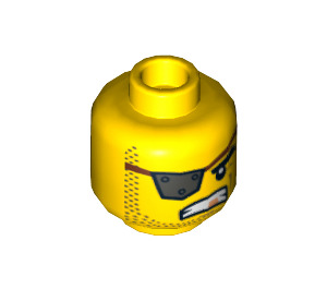 LEGO Minifigure Head with Eye Patch, Stubble Beard, and Gold Tooth (Recessed Solid Stud) (3626 / 16123)