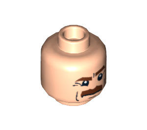 LEGO Minifigure Kopf mit Eye Wrinkles und Moustache (Sicherheitsbolzen) (3626 / 50284)