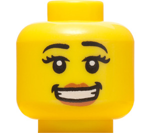 LEGO Minifigure Head with Eyelashes and Big Smile (Safety Stud) (3626 / 93396)