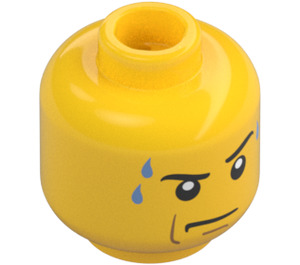 LEGO Minifigure Head with Frown, Sweat Drops Pattern (Recessed Solid Stud) (10259 / 14914)