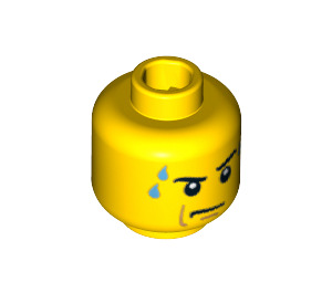 LEGO Minifigure Head with Frown, Sweat Drops Pattern (Recessed Solid Stud) (10259 / 14914)