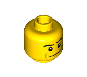 LEGO Minifigure Head with Frowning Smirk Expression and Brown Cheek Lines (Recessed Solid Stud) (15031 / 93583)