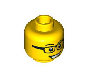 LEGO Minifigure Head with Glasses and Open Mouth Smile (Safety Stud) (3626 / 94575)