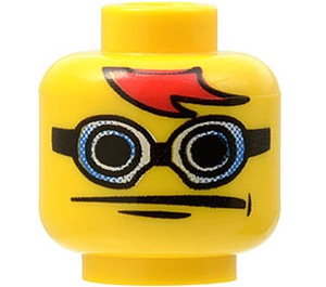 LEGO Minifigure Head with Head with Blue Goggles and Red Bangs (Safety Stud) (3626 / 42327)