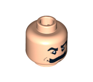 LEGO Minifigure Head with Large Bushy Black Moustache (Safety Stud) (3626 / 63171)
