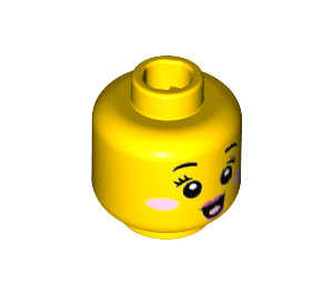 LEGO Minifigur Huvud med Open Mun och Eyelashes (Infälld solid knopp) (3626 / 34633)