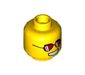 LEGO Minifigure Head with red Glasses (Recessed Solid Stud) (3626 / 19889)