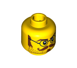 LEGO Minifigure Hoofd met Ronde Glasses en Moustache (Veiligheids Stud) (94096 / 96823)