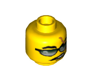 LEGO Minifigure Head with Scar and Sunglasses (Safety Stud) (3626 / 54462)