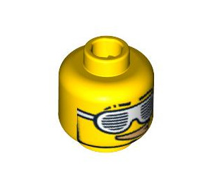 LEGO Minifigure Head with Slotted Sunglasses, Shaved Eyebrow and Gold Teeth (Safety Stud) (3626 / 93398)