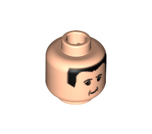 LEGO Minifigure Head with Small Smile and Black Hair (Safety Stud) (3626 / 50456)
